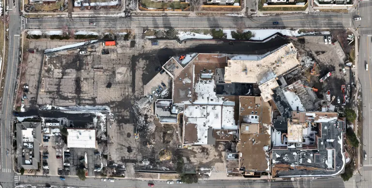 Boulder Community Hospital deconstruction aerial photograph