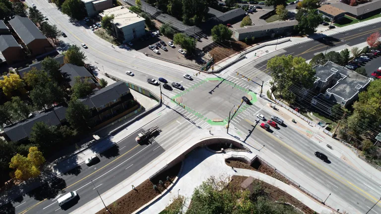 30th and Colorado Intersection and Underpass drone shot