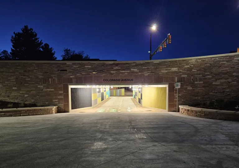 30th and Colorado Intersection and Underpass at night