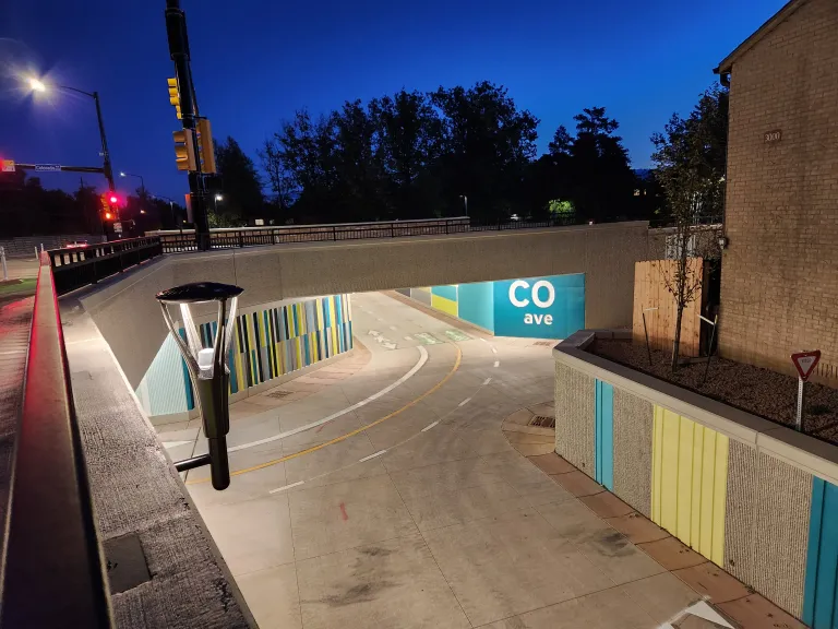 30th and Colorado Intersection and Underpass at night