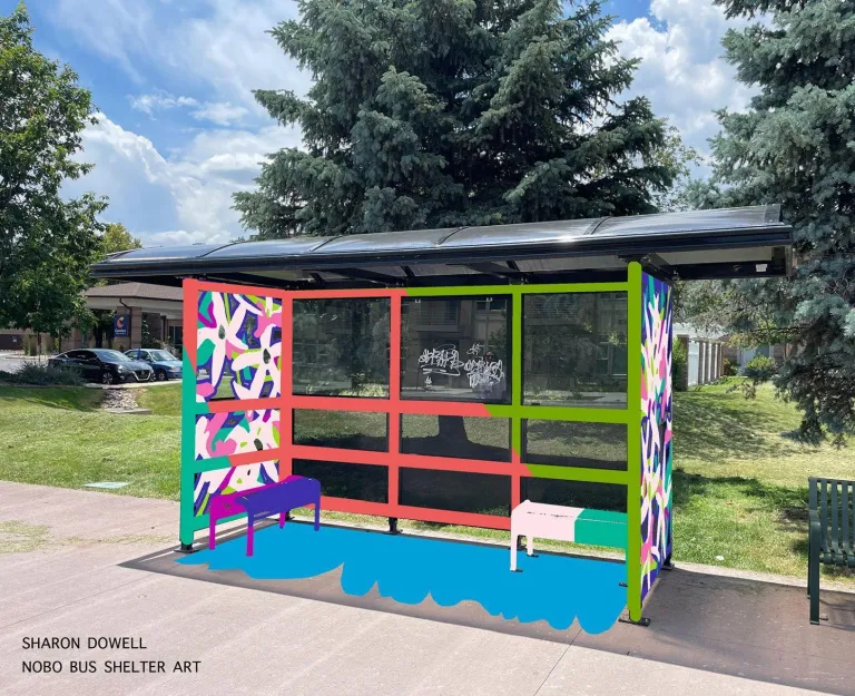 Rendering of painted bus stop.