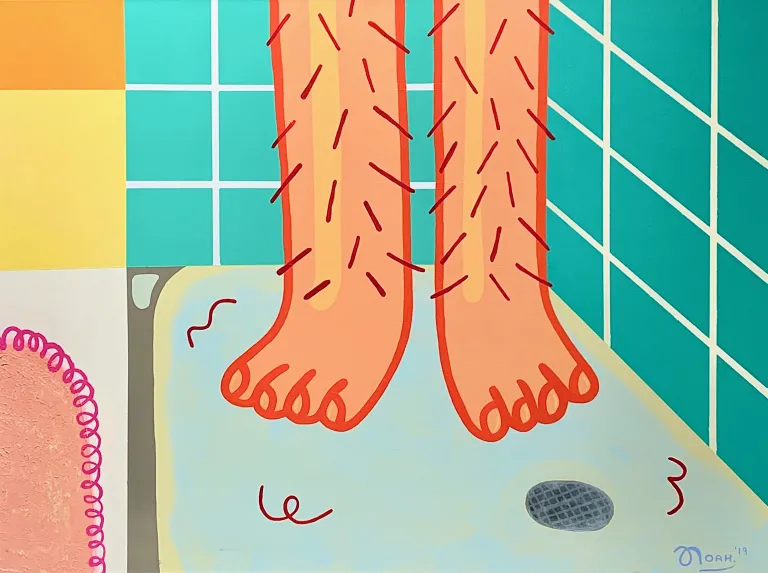A mural of fictionalized shower toes 