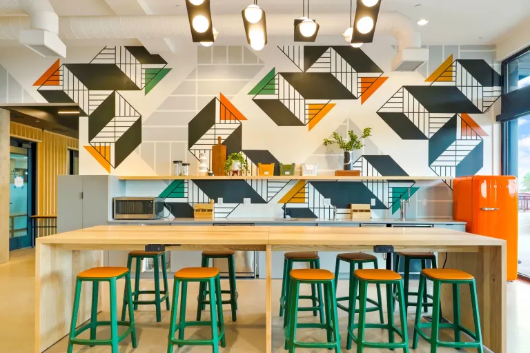Geometric art with pops of color