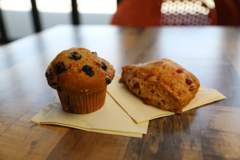 Muffin and scone served at the Reservoir Café