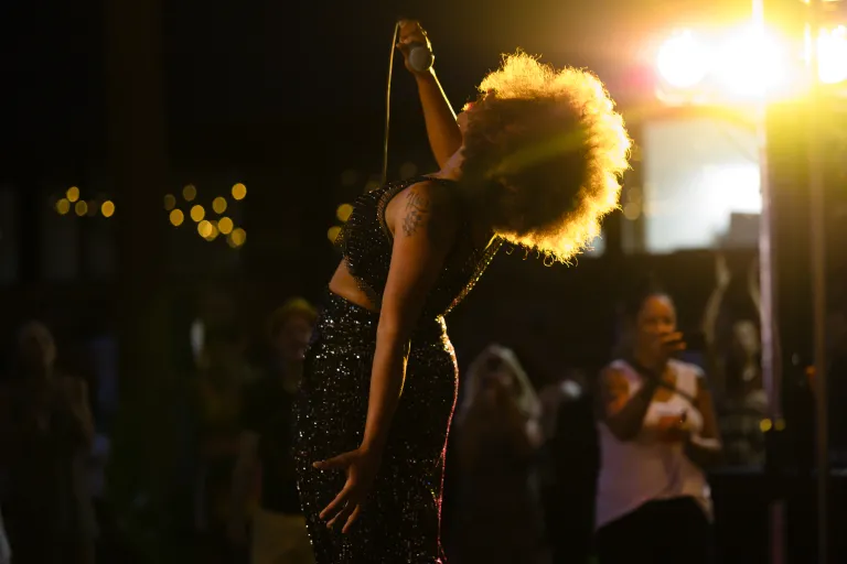 Singer performing at the Melanin Funk Fest
