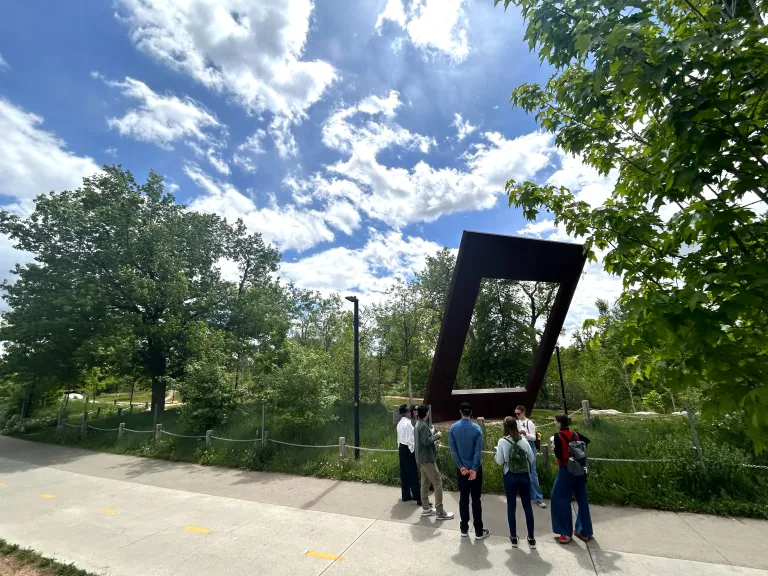 Attendees on a tour of Boulder's public art downtown