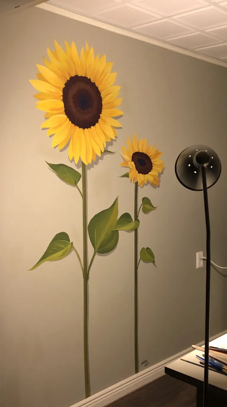 Large scale sunflowers with shadows to convey depth