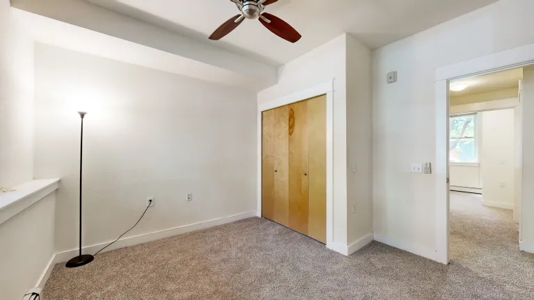Bedroom view with closet