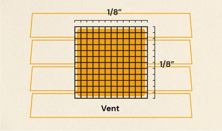 equip vents with mesh to reduce the risk of flying sparks and debris that could spread wildfire