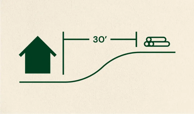 put woodpiles no less than 30 feet from your home or a structure to limit the risk of wildfire spreading