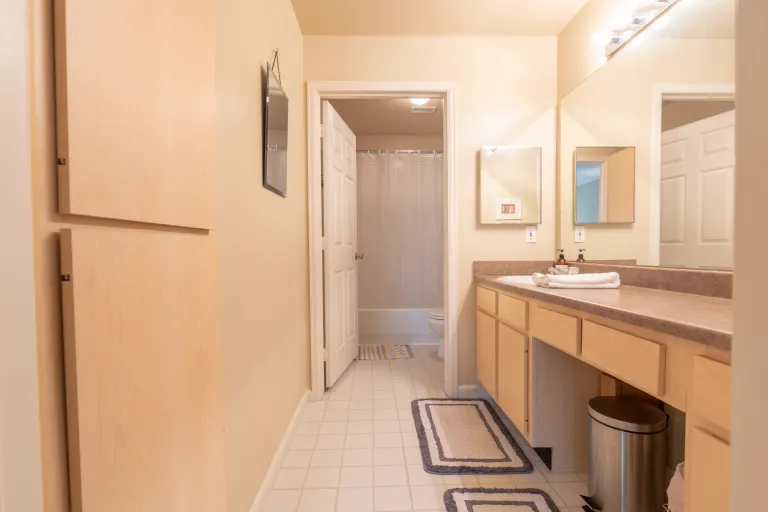 Bathroom with sink and toilet view