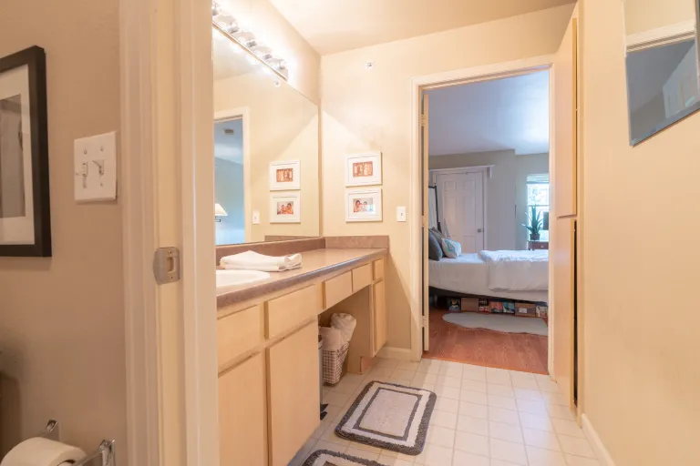 Picture from toilet looking at entire bathroom 