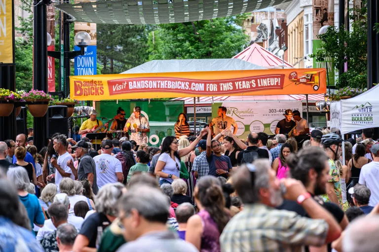 Musical band performing on the Pearl Street Mall