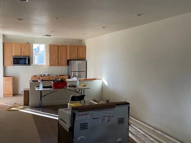 2152-2156 Violet - interior living room and kitchen in progress