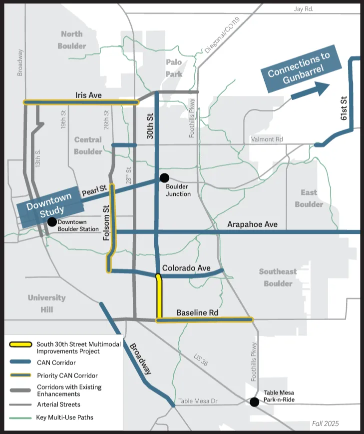 Core Arterial Network map including south 30th Street