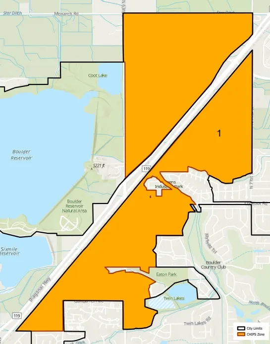 Map highlighting the CHIPS Zone in Gunbarrel