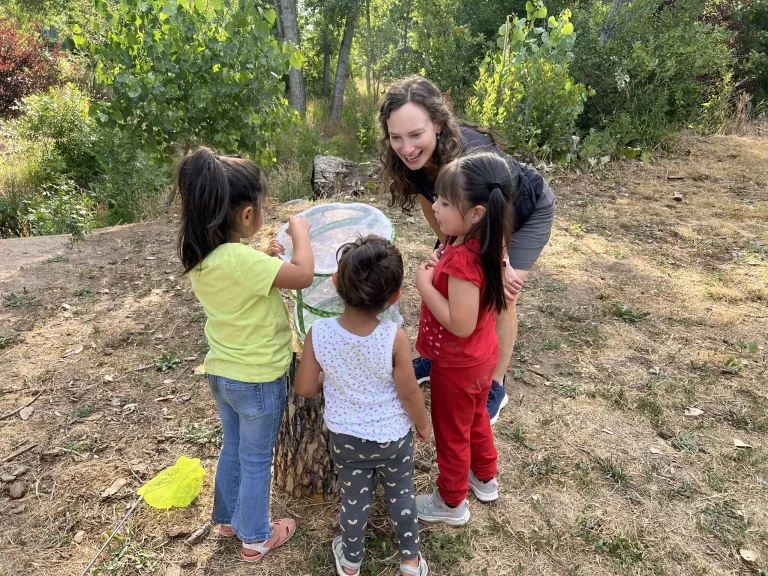 Kids at Growing Up Boulder butterfly release