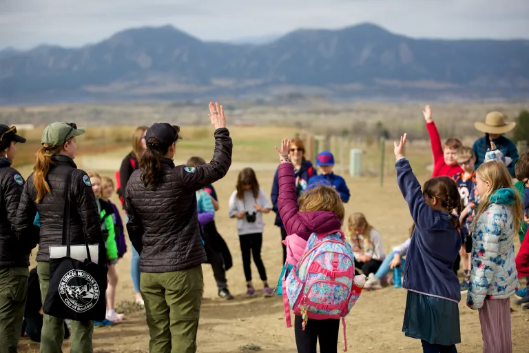 children on nature field trip with OSMP rangers