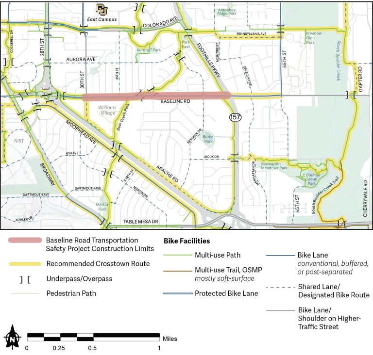 Baseline Road Transportation Safety Project Construction-Free Walk and Bike Routes; long description under FAQ, Web Accessibility Header