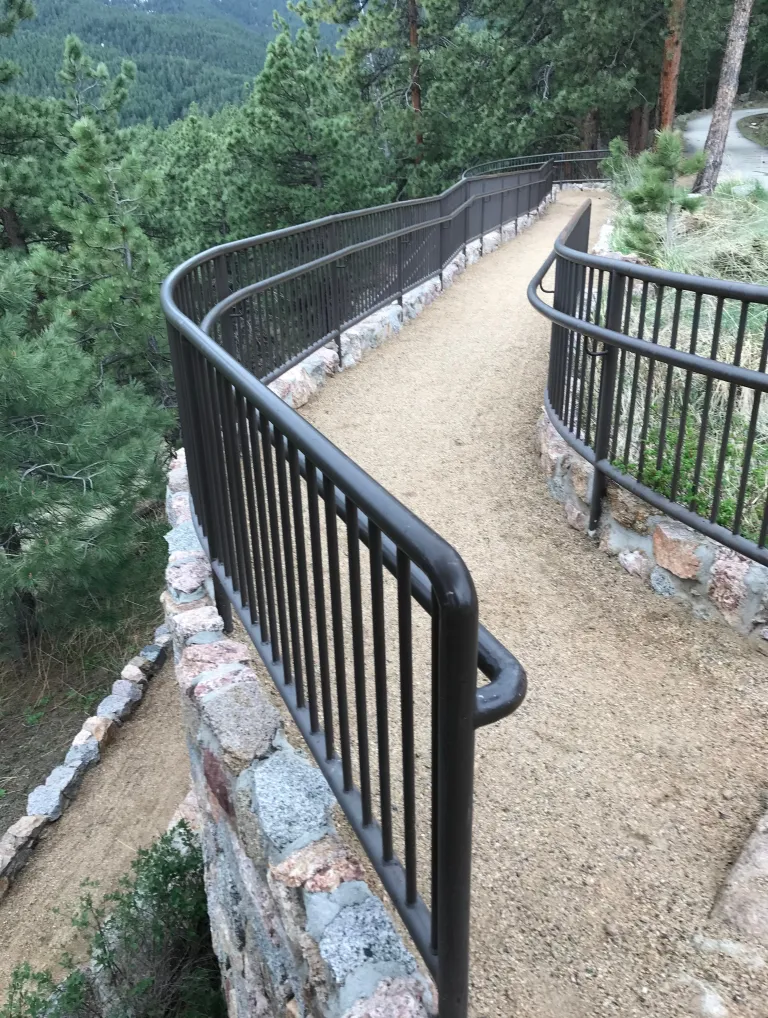 The Sunrise Amphitheater ramp travels away from view, turns and bends back many feet below.