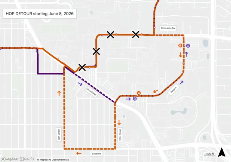 Detour Map 2026 HOP. details on Transit App. 
