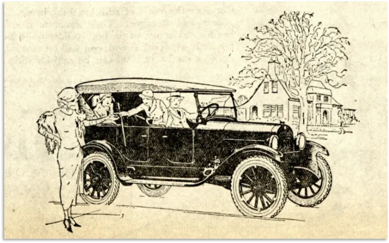 Rocky Mountain News illustration of old automobile.