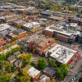 Aerial view of downtown Boulder, Colorado