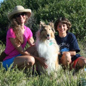 Mom and son with their dog