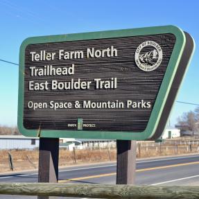 Teller Farm North Trailhead sign