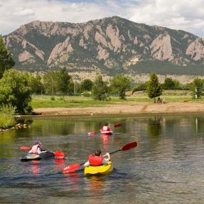 Campers kayaking at East Boulder Community Park