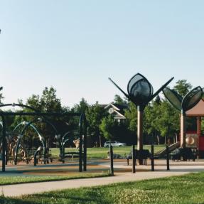 playground with green trees