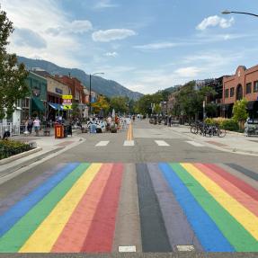 Rainbow Painted on Pearl Street