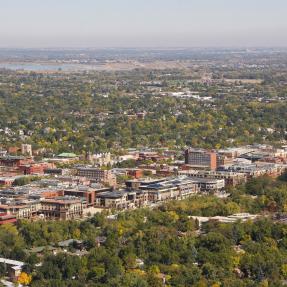 View of downtown Boulder from the foothills.