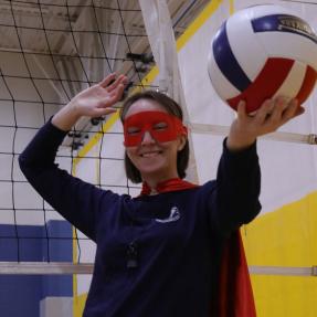 Superhero volleyball official Hannah