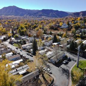 Aerial view of Mapleton mobile home park
