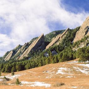 Boulder Flatirons in the spring