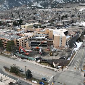Boulder Community Hospital deconstruction aerial photograph