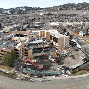 Boulder Community Hospital deconstruction aerial photograph