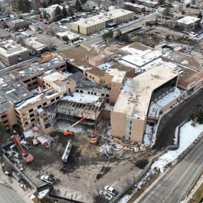 Boulder Community Hospital deconstruction aerial photograph