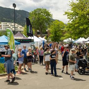 Photo of 2022 Boulder Creek Festival crowd near Main Boulder Public Library
