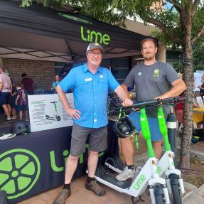Lime scooters at an outreach booth