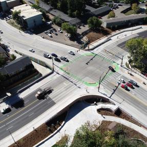 30th and Colorado Intersection and Underpass drone shot