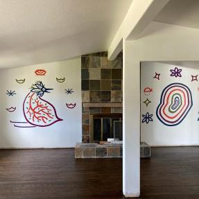 Interior wall painting with abstract nature motifs
