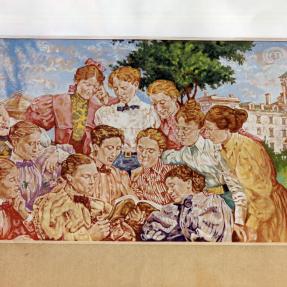 A mural visualizing ladies of the seminary 