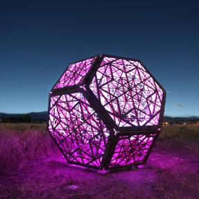 3-dimensional lighting installation with bright lighting and geometric patterns