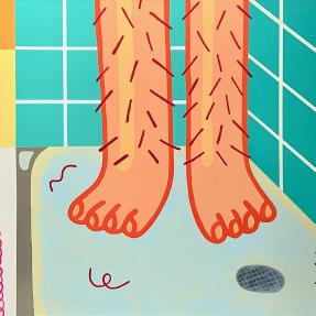 A mural of fictionalized shower toes 