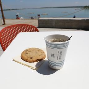 Coffee and cookie served at the Reservoir Café 
