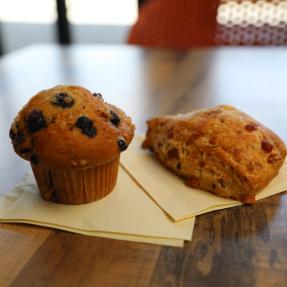 Muffin and scone served at the Reservoir Café