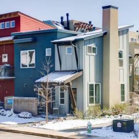 Front view of building homes