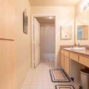 Bathroom with sink and toilet view